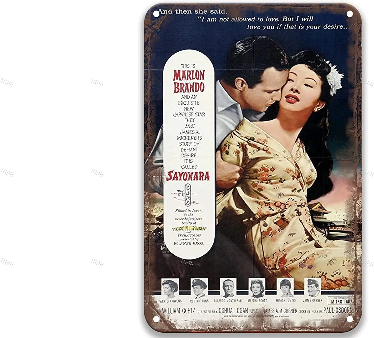 Sayonara (1957) Оловянная вывеска в стиле ретро металлический постер для бара паба кафе