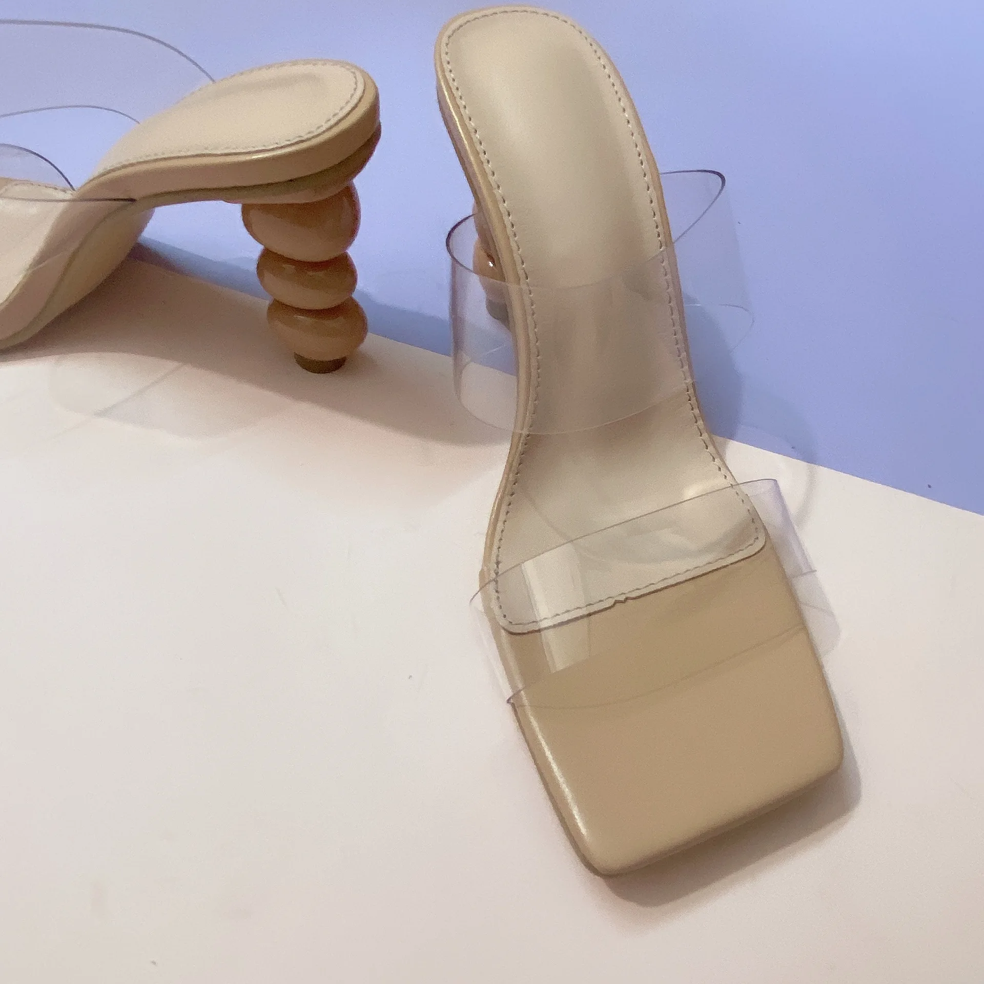 Luxury Brand 2022 New Feature Calabash Slippers for Women Fashion Sexy PVC High Heel Slippers Plus Size 35-42 Sandals Female