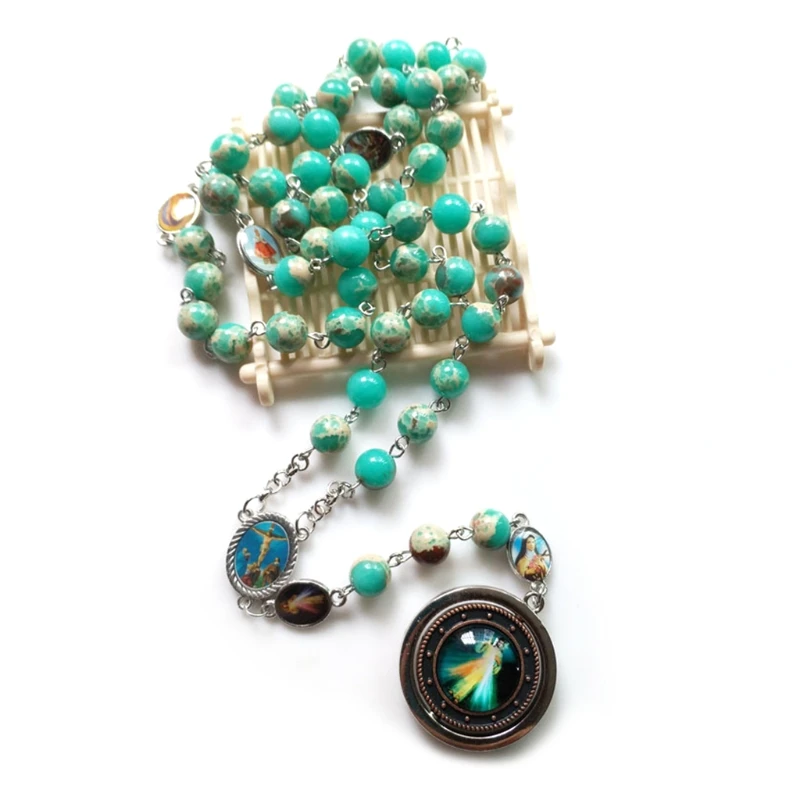 Винтажные четки католические молитвенные бусины ожерелье с Христом Иисусом