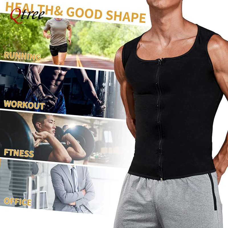 Men Body Shaper Sauna Vest Waist Trainer Slimming Belt Sweat Shirt Polymer Corset Top Abdomen Reducing Shapewear Fitness Suit