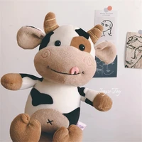 30 65cmkawaii cow plush toy sleeping cute cow stuffed soft animal doll baby soothing doll childrens girl birthday christma gift