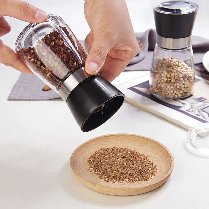 

kitchen Portable pepper grinder manual black pepper grinding bottle grinder ceramic core glass seasoning bottle