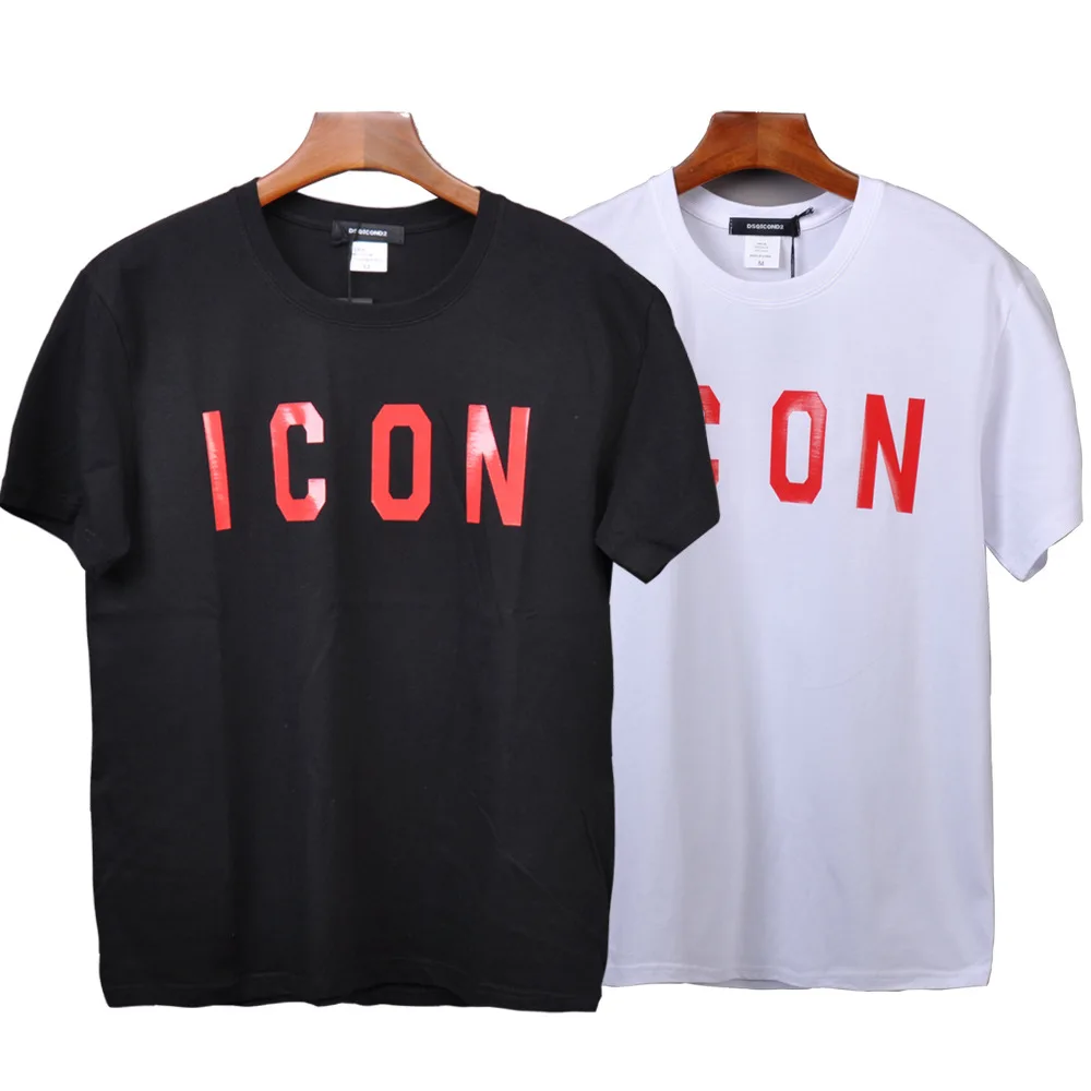 

Men's Cotton 100% Classic ICON Letter Print Simple Casual Trend Fashion Loose Round Neck T-Shirt Gift DSQ-03