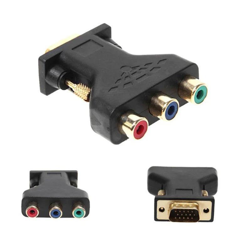 

1PCS VGA to RCA Connecter Converter Male VGA to 3 RCA RGB Video Female To HD 15-Pin VGA Style Component Video Jack Adapter Plug