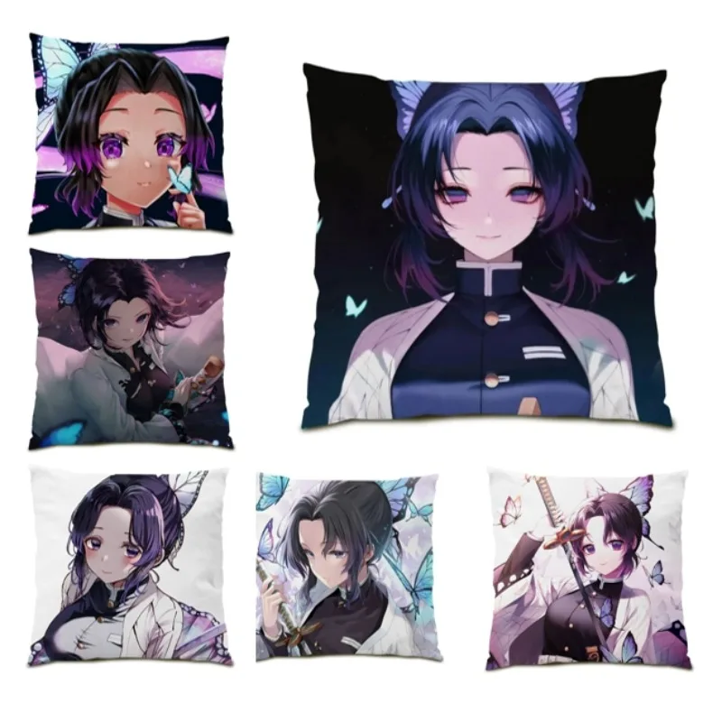 

Anime Pretty Girl Cushion Cover Demon Slayer Pillowcase Kochou Shinobu Cartoon Female Pillow Cover Home Decor Office DF1672