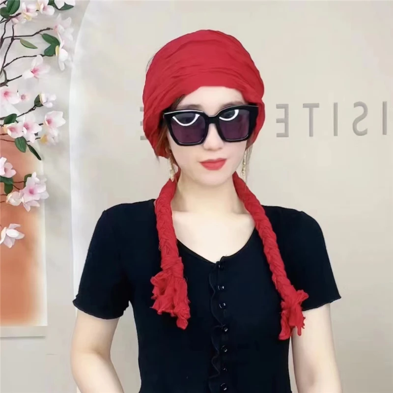 Шарф-повязка на голову Женский классический хлопково-льняной головной убор в