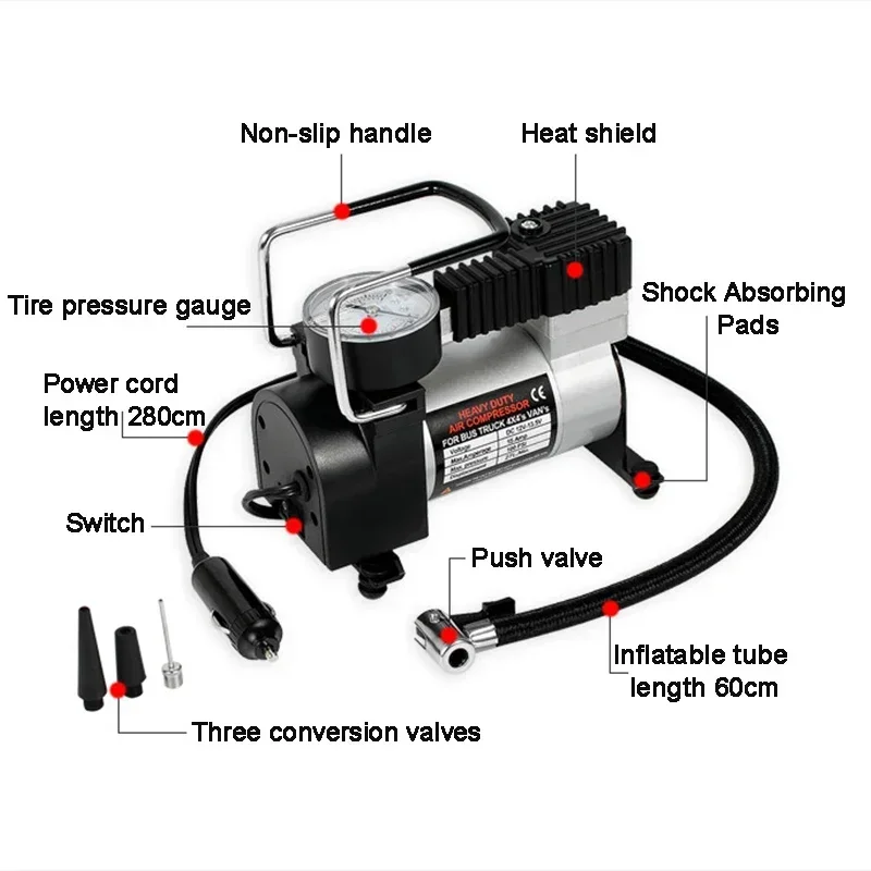 Автомобильный воздушный компрессор 12 В/220 В семейный электрический