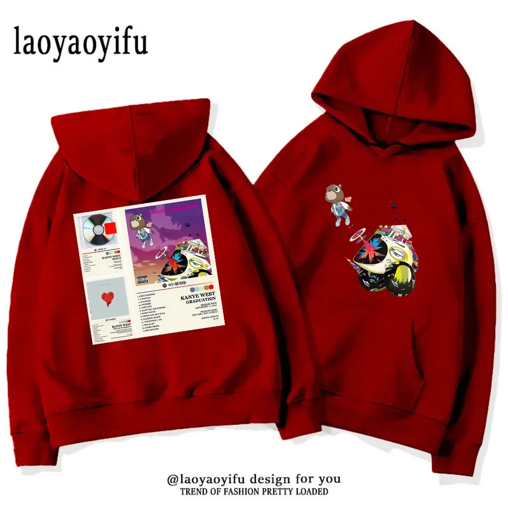Ретро-худи Kanye West College в стиле 90-х свитшот с длинным рукавом Корейская версия