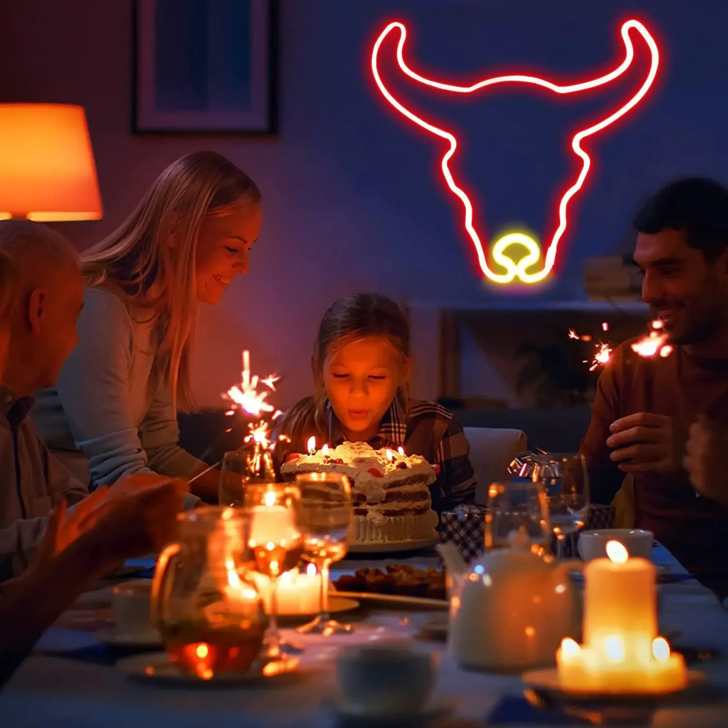 Неоновая вывеска в форме милой коровы для декора стен с источником питания через