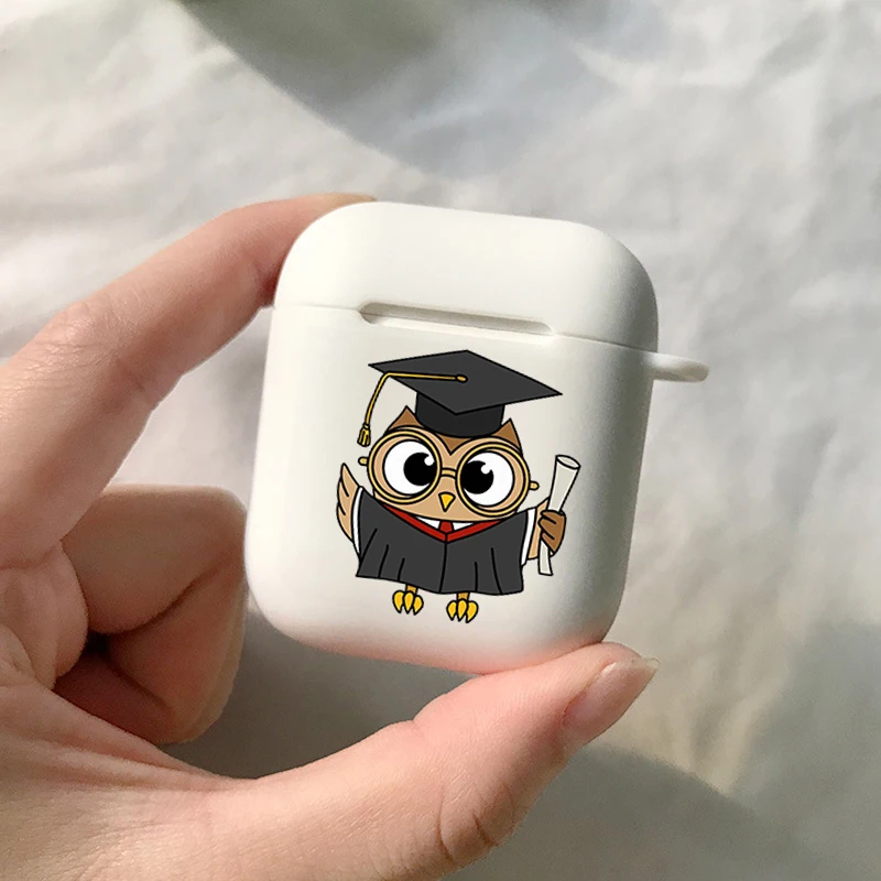 Беспроводные наушники Bluetooth, с рисунком совы, для AirPods 1, 2, 3, Pro, силиконовые, цвет белый (art.: 3920bc75e8ce7) - 3920bc75e8ce7