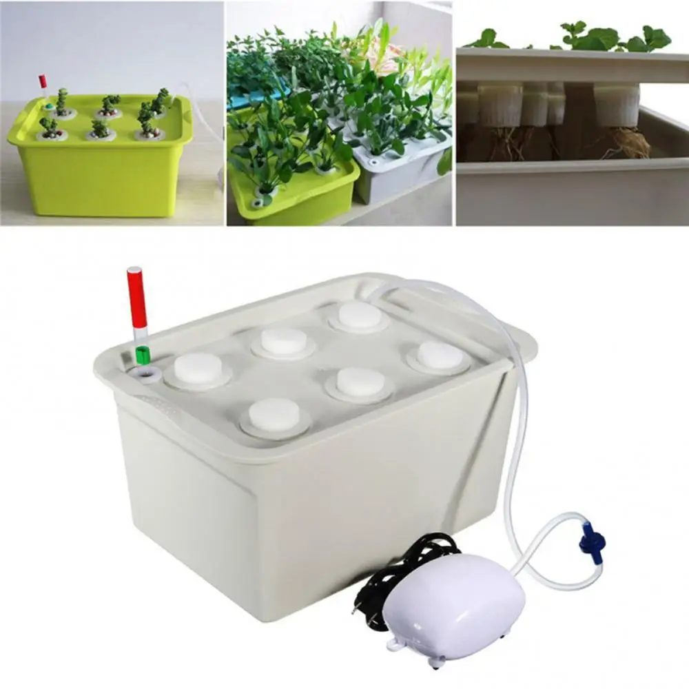 

Indoor 6 Holes Hydroponic System Soilless Cultivation Plant Nursery Box Grow Kit горшки для рассады гидропоника система hidropon