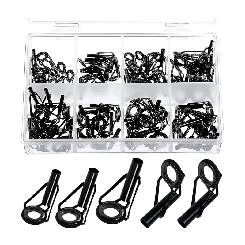 

80 Pieces Fishing Rod Tip Repair Kit For Freshwater Saltwater Rods Stainless Steel Ceramic Ring Guide Replacement Kit