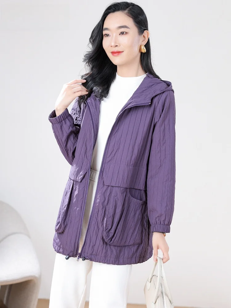 Женская фиолетовая повседневная куртка Agudo с длинными рукавами весенне-осенняя