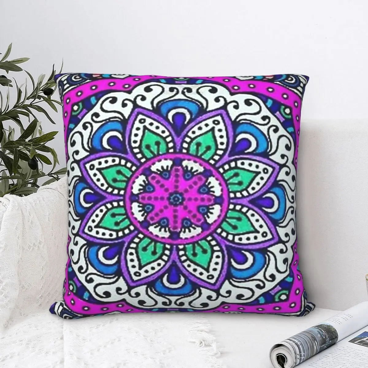

Flower Design Throw Pillow Case Oriental Rug Backpack Cushions Covers DIY Printed Kawaii Chair Decor