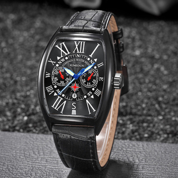 Fashion Luxury Military Watch for Men Calendar Man Black Leather Sport Watches Male Tonneau Clock Reloj Hombre Relogio Masculino-37335