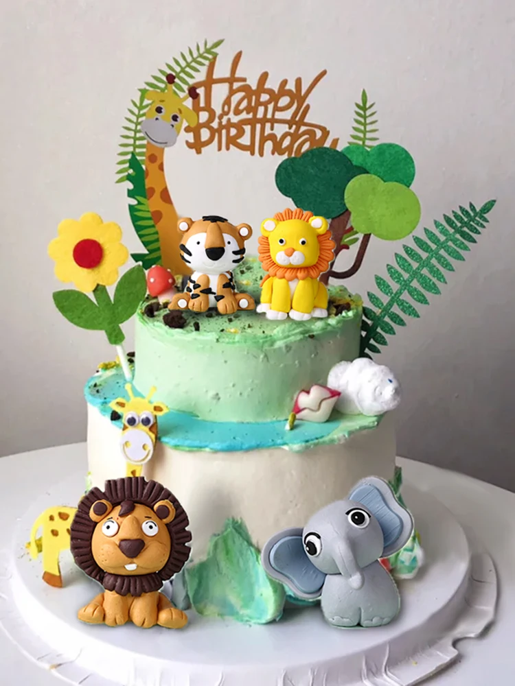 

Лес сафари день рождения лиса джунгли Топпер торт украшение животные девочка лесной кекс товары для выпечки Декор счастливый Лев