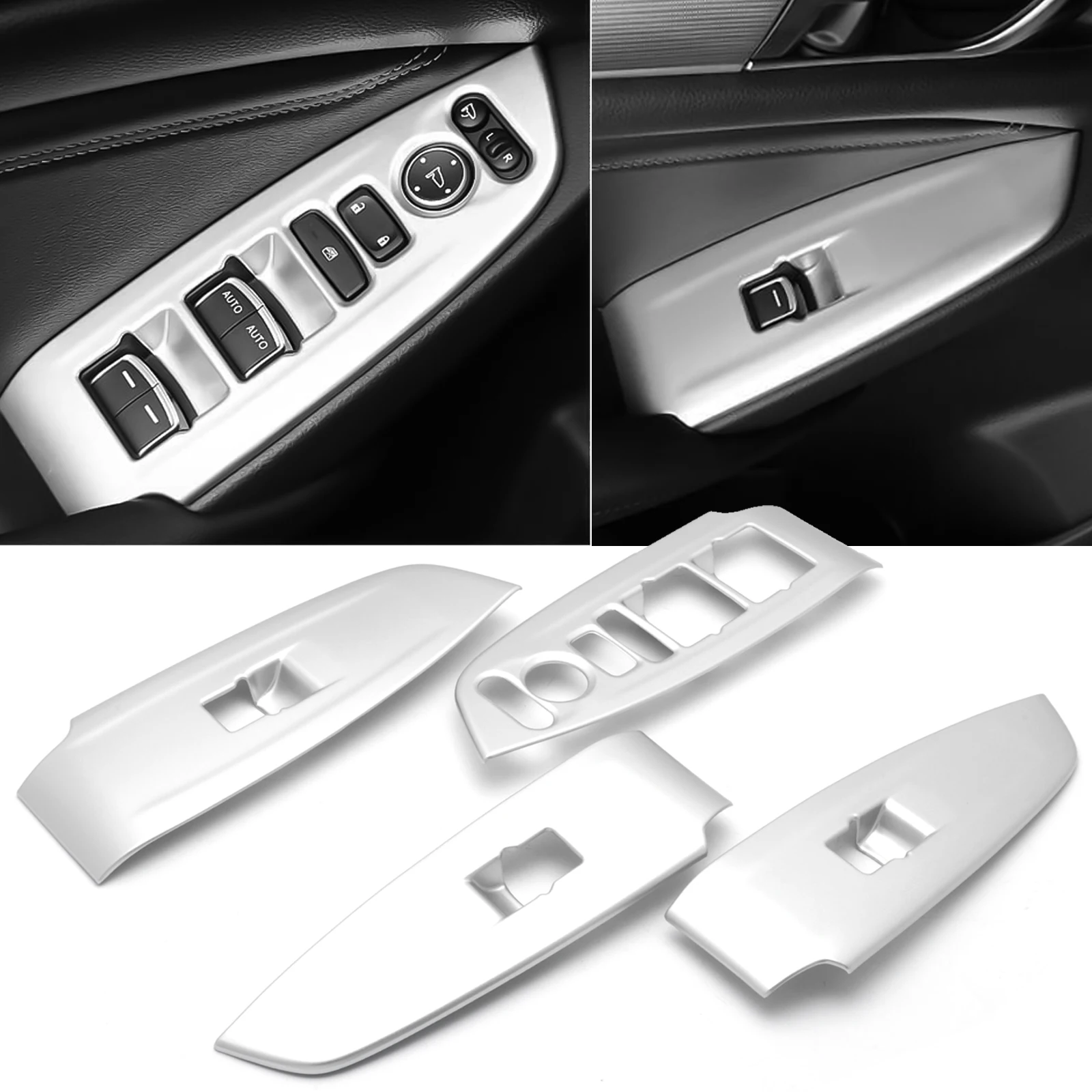 

Матовая серебристая панель переключателя для межкомнатных дверей и окон, облицовочная панель для Honda Accord 2018-2021