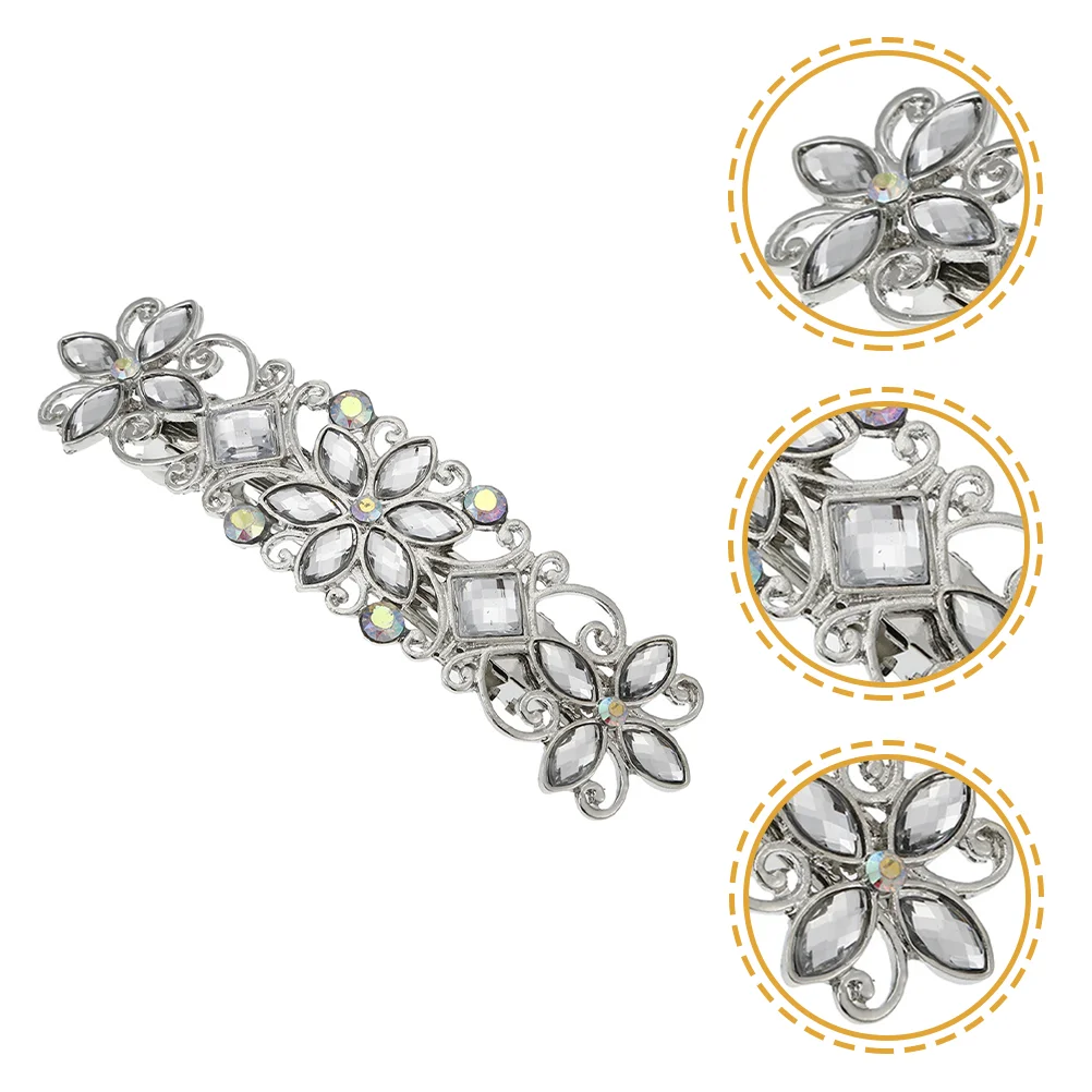 

Hair Rhinestone Barretteswomen Clip Accessories Flower Wedding Barrette Crystal Clips Diamond Silver Girls Headpiece Sparkly Pin
