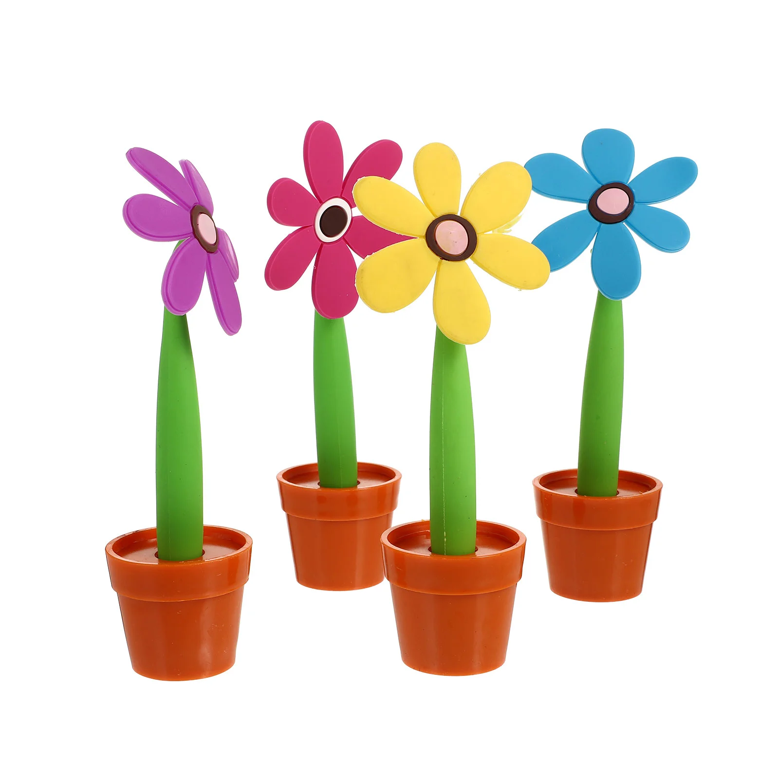 

4pcs Ballpoint Pen Creative Sunflower Adorable Flowerpot Ballpoint Pen Writing Tool for Home Office School
