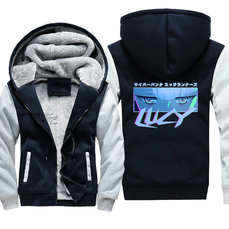 

Oversized Thick Zip Up Hoodies Fleece Lucy Eyes Jackets Coat Heat Retaining Spring Autumn Printed Casual Daily Sweatshirt Unisex