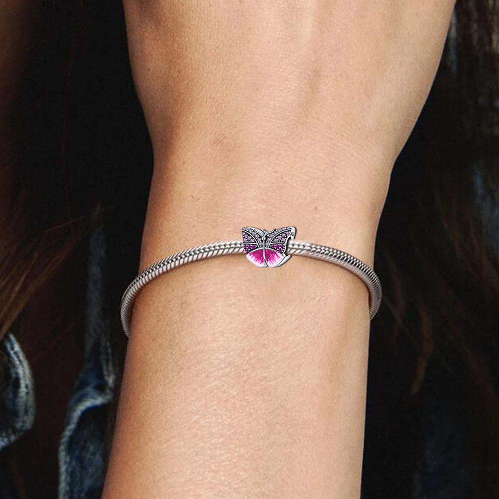 ChimNew-Pendentif papillon coloré en argent 925 pour femme, perles pour bricolage, bracelet de personnalité exécutive, cadeau de fête d'anniversaire