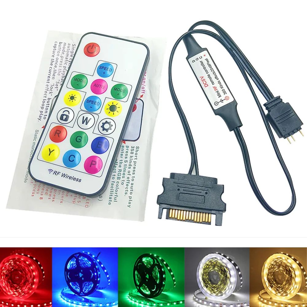 Фото 17-клавишный контроллер DC/USB LED Magic Color для пиксельных лент 5В/12-24В с беспроводным радиочастотным пультом ДУ для адресных RGB-светодиодов WS2811 №2
