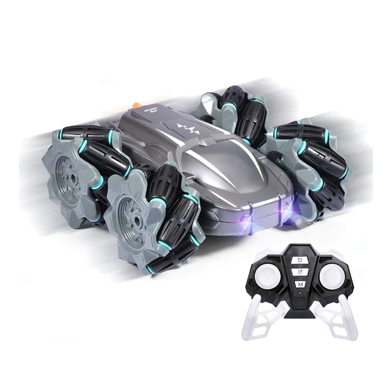 

2.4Ghz Remote Control Boat Waterproof Radio Controlled Stunt Car Double-Sided Stunt Remote Control Car For Boys-Gray