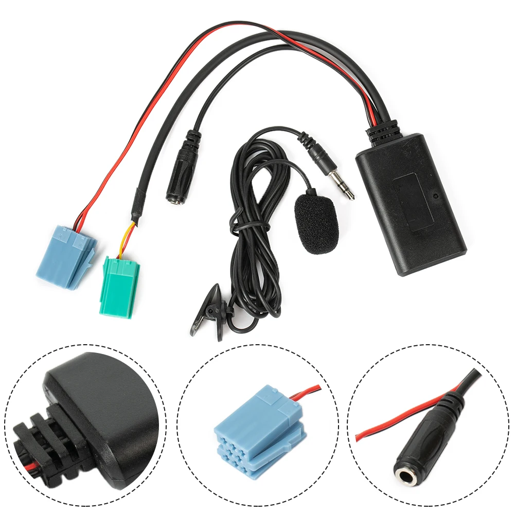 

Jereh BT 5908 Bluetooth 5.0 Car Microphone Hands-free MINI ISO Plug Adapter Stereo Audio AUX Bluetooth Module For Renault 05-11