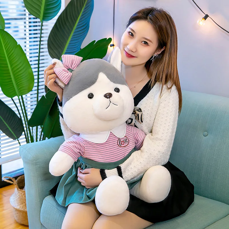 

Симпатичная парная плюшевая игрушка хаски/кукла щенка в юбке/подушке/детский подарок на день рождения/украшение для дома/автомобиля