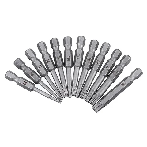 13 шт./компл. набор отверток Torx 50 мм T5-T40 1/4 "шестигранные магнитные отвертки с защитой от несанкционированного доступа S2 легированная сталь