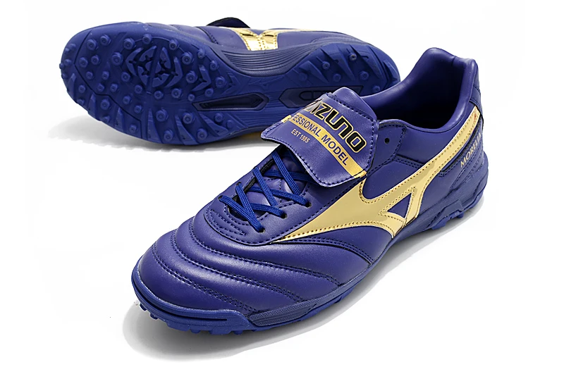 Authentic Mizuno Creation MORELIA II AS/TF Men's Shoes Sneakers Mizuno Outdoor Sports Shoes Blue/Yellow Color Size Eur 40-45