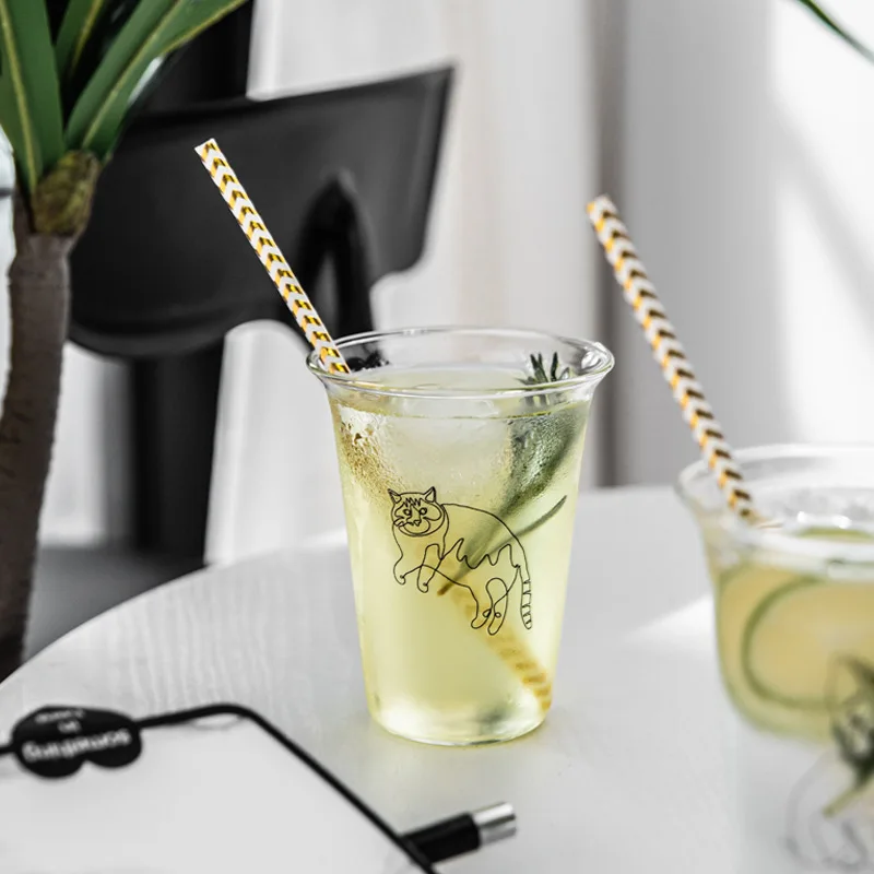 350 мл прозрачная стеклянная чашка горячий кофе питьевой Кот и собака Рисование