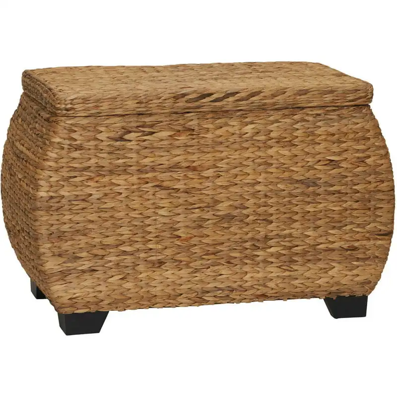 

Curved Wicker Storage Chest with Liner, Water Hyacinth