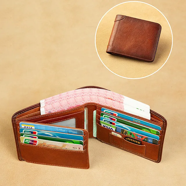 Minimalism RFID Blocking Genuine Leather Wallet for Men Business Credit Card ID Holder Money Clip Bag Wallet Purse Man 3