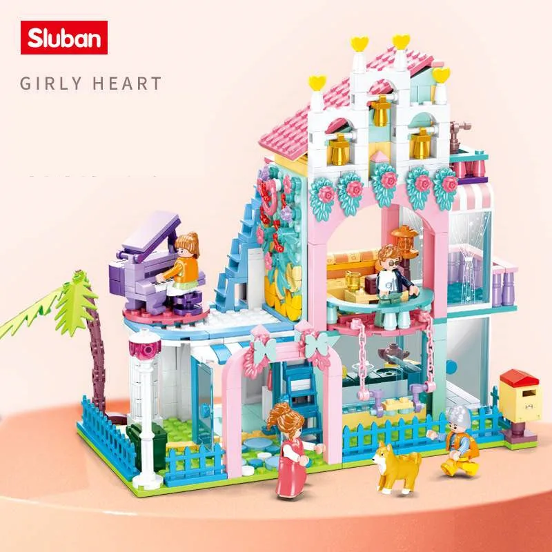 

601PCS Friends Girly Heart House Princess Flowers Sweet Garden Villa Building Blocks Sets DIY Ideas Educational Toys for Girls