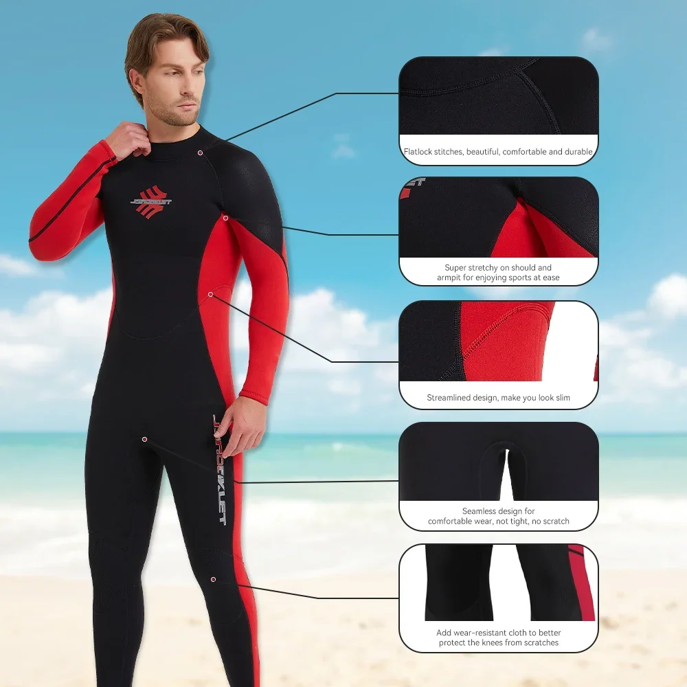 Мужской неопреновый костюм для подводного плавания толщиной 3 мм теплый