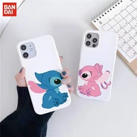 bandai super cute stitch phone case white funda for iphone 11 12 13 pro max mini soft candy cover xr xs x 6 6s 7 8 plus luxury