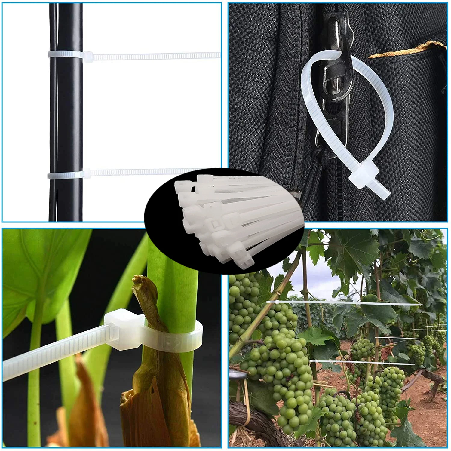 100 см регулируемая застежка-молния белый самоблокирующийся нейлоновый кабель