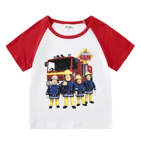 cartoon funny t shirt kids summer tops sam fireman firefighter baby short sleeve tshirt childrens clothing