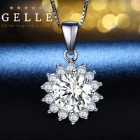 gelle 925 sterling silver moissanite necklace for women real gold plated diamonds collarbone pendant neck chain