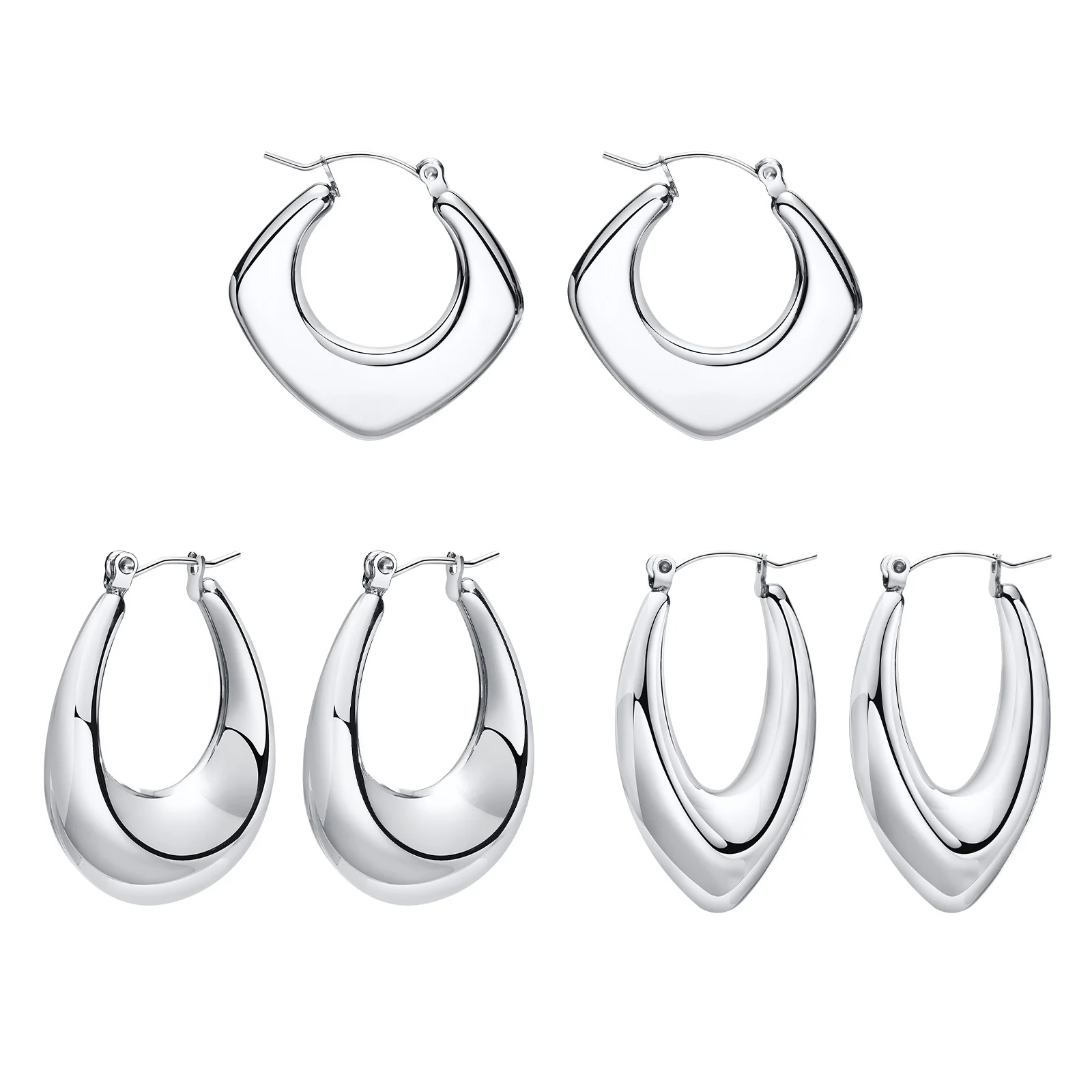 

Women's Stainless Steel Body Simple Hollow Hoop Earrings,New In 3 Types Pair Earring Gift To Girl For christmas Fashion Jewelry