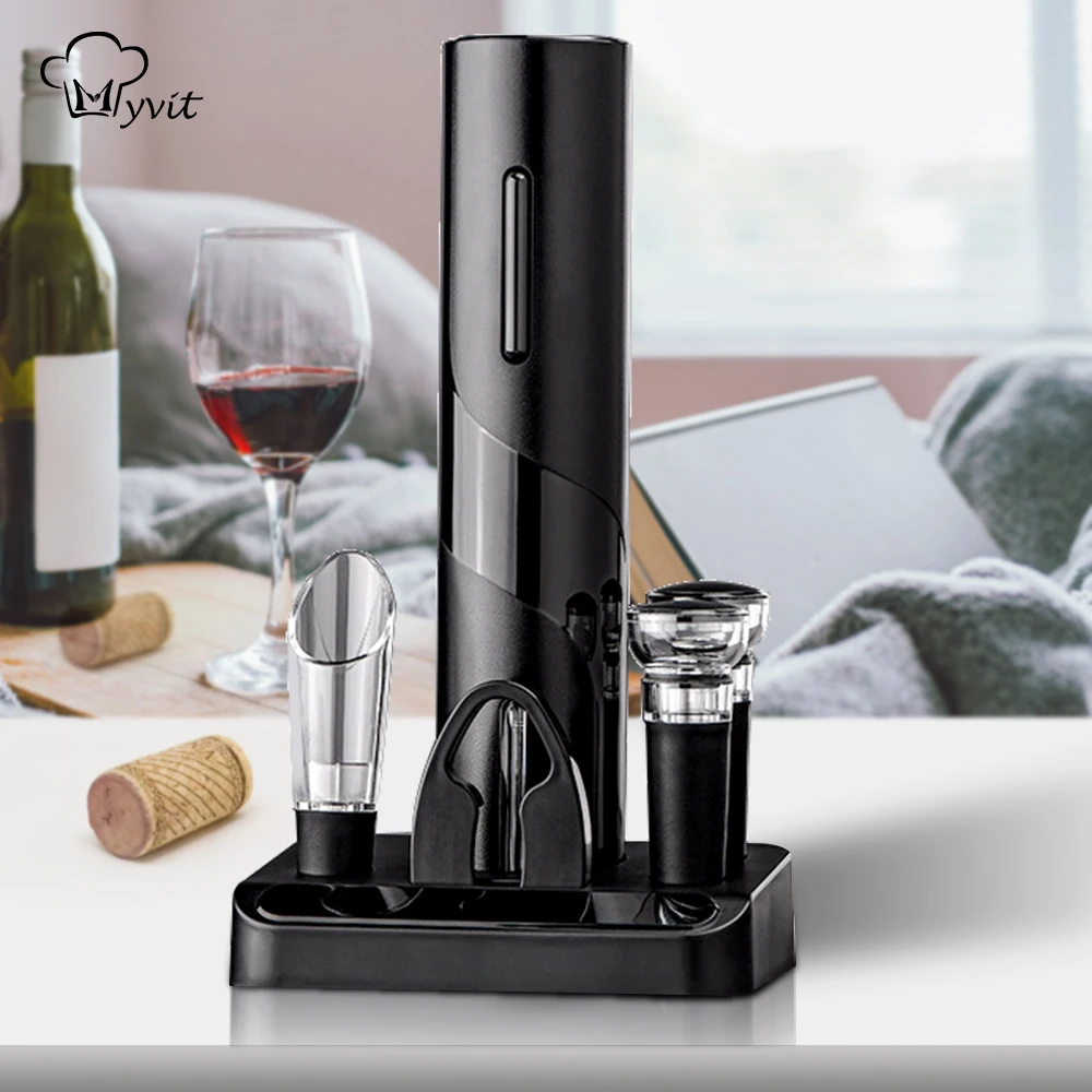 Electric Wine Corkscrew Battery Automatic Bottle Opener Electric Red Wine Opener Kit Foil Cutter Kitchen Accessories Profession