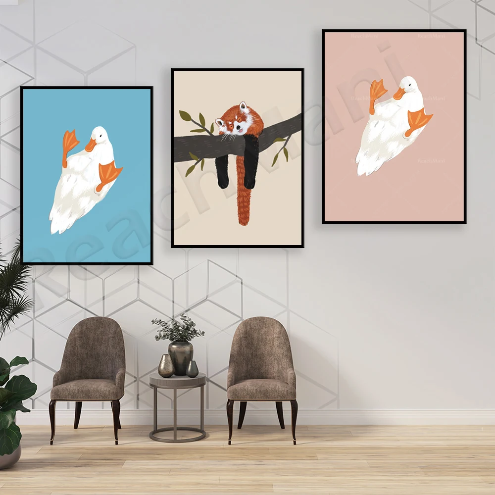 

funny duck, duck bait print, red panda wall art, fall decor, panda gift, red panda print, nursery wall art decor poster