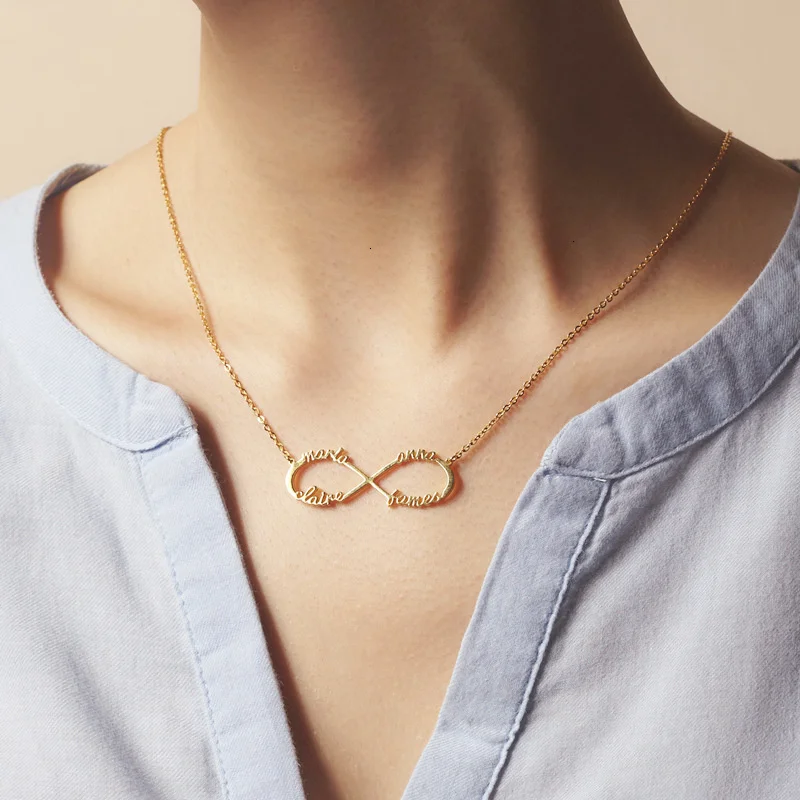 

Bellona Hot selling infinite circle English alphabet name stainless steel necklace custom women's eight letter jewelry