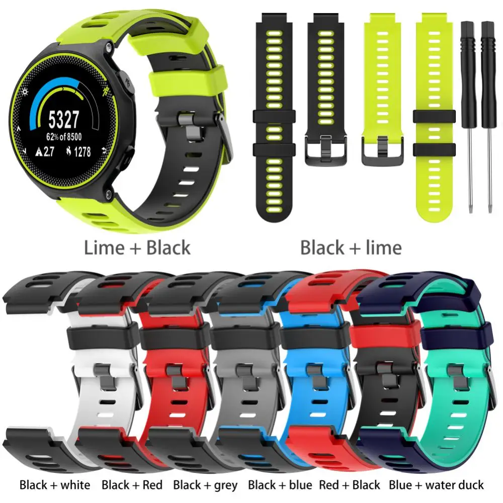 

Two-color Watch Strap Soft 22mm Watchband Silicone Strap For Garmin Forerunner 735 XT
