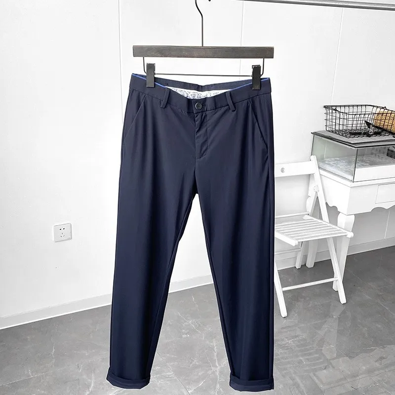 Spring and summer thin men's business casual straight trousers tide suit pants Y2K solid color mopping pants