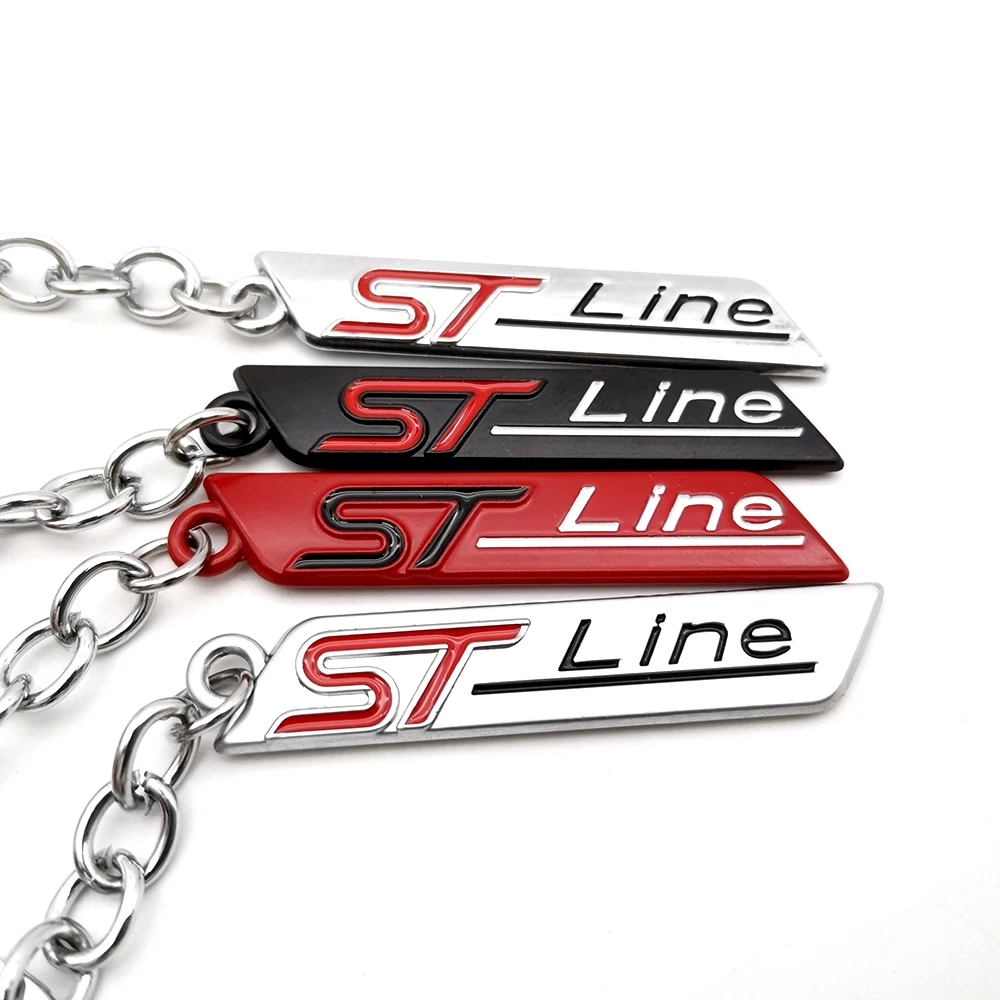 New ST Line Car Keychain Key Chain Ring Holder Keyring Badge for Ford Kuga Focus Fiesta Ecosport Mondeo Fusion Transit Pendant