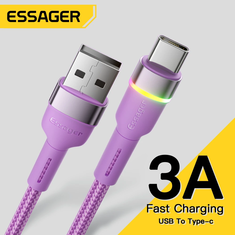 Кабель зарядный Essager USB Type-C 3 А для Xiaomi 12/Redmi Note 11 Pro/Realme/Samsung/Huawei |