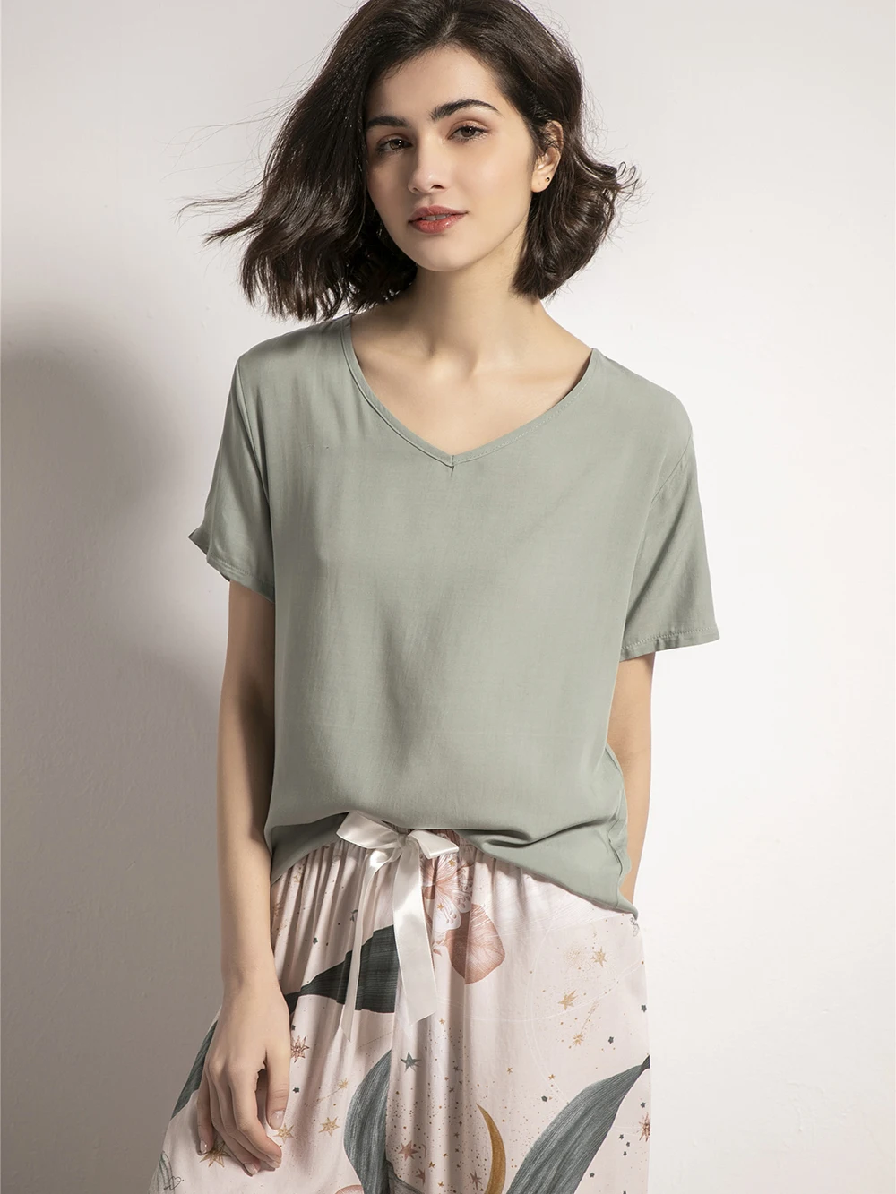 New Sleepwear Viscose Pajamas Set for Women Long Pants Short Sleeved Summer Spring Loungewear Fashion Home Clothing Homewear