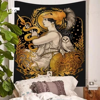 owl windbell tapestry wall hanging psychedelic magic bohemian art bed sheet dormitory wall decor witchcraft decoration maison